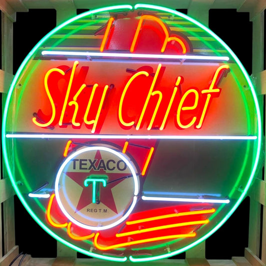 Sky Chief #2 Texaco Neon Porcelain Enamel Sign