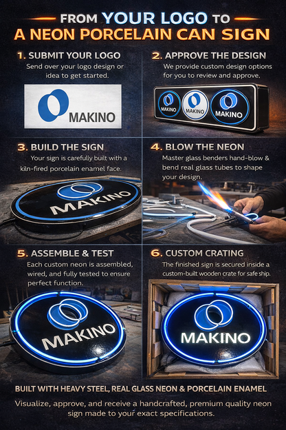 Design a Custom Glass Neon Rectangle Panel with Porcelain Can — Your Custom Patented Design Handmade Made By Master Artists