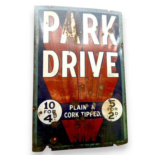 Park Drive Plain & Cork Tipped Porcelain Enamel Vintage Metal Reproduction