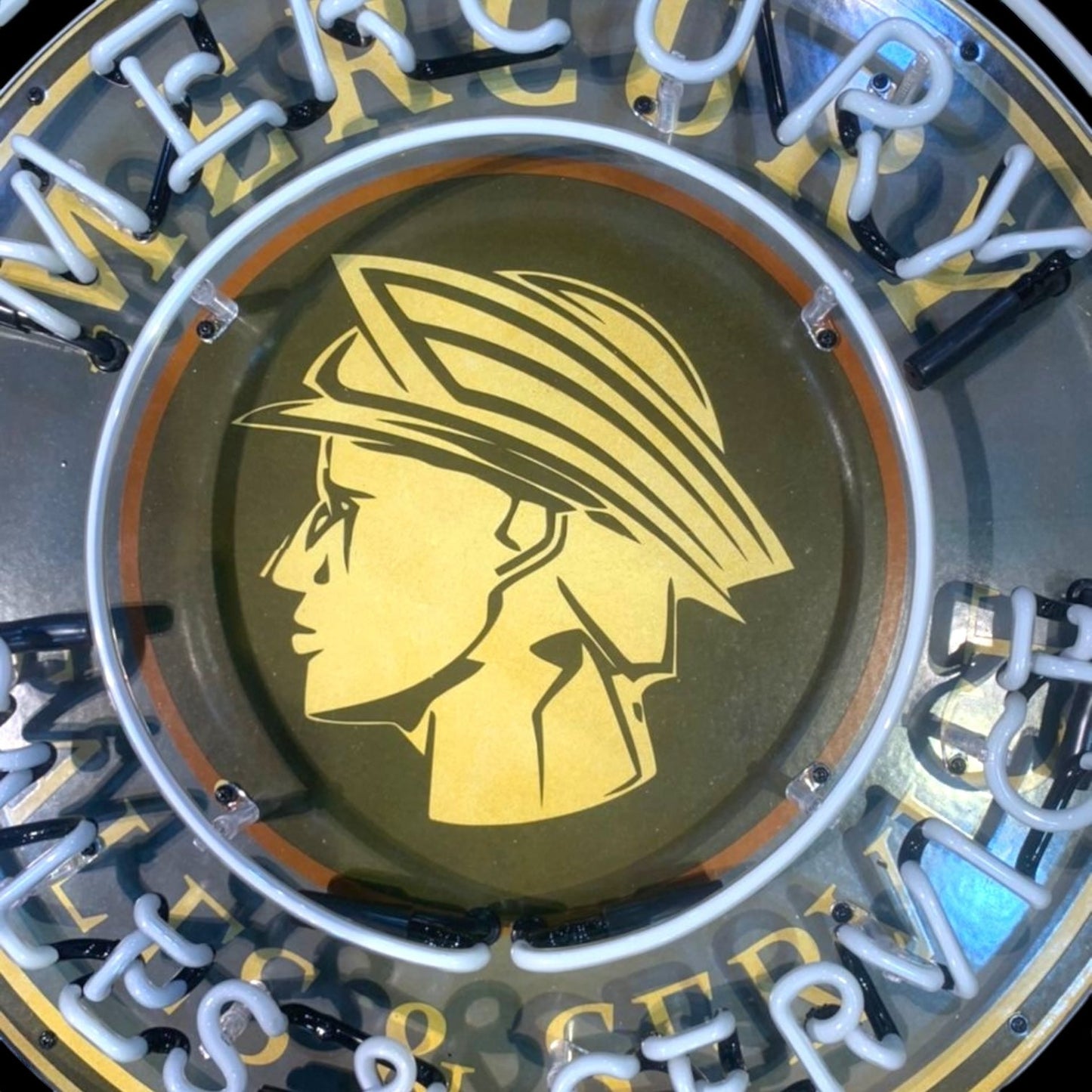 Mercury Sales & Service Single-Sided Neon Porcelain Box Sign