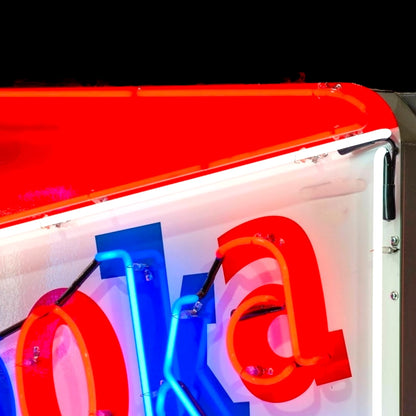 Bazooka Bubble Gum Topps Glass Neon Porcelain Vintage Advertisement with Steel Can