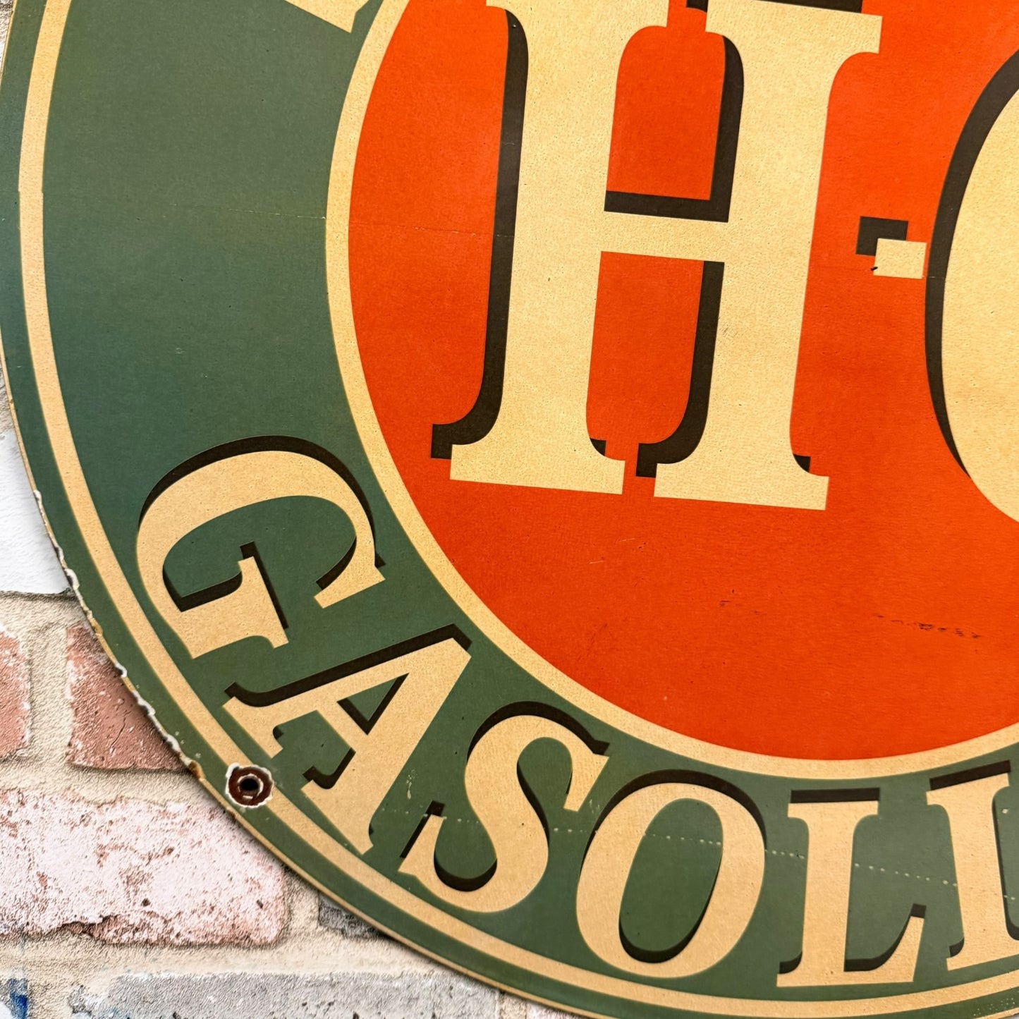 2ft Sinclair HC Gasoline Vintage Porcelain Enamel Service Station Sign
