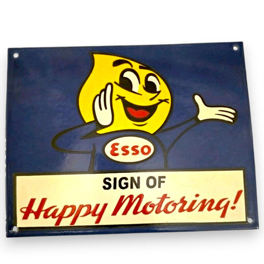 Esso Happy Motoring  Porcelain Enamel Vintage Metal Reproduction