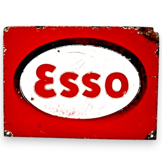 Esso Gasoline Red Porcelain Enamel Vintage Metal Reproduction