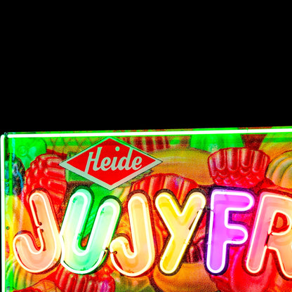 Jujy Fruits Retro Candy Neon Porcelain Panel Sign with Steel Can