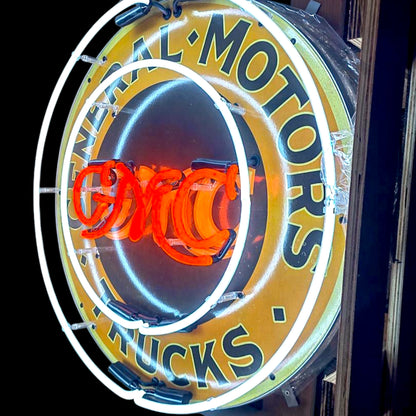 GMC Trucks General Motors Neon Porcelain Enamel Sign