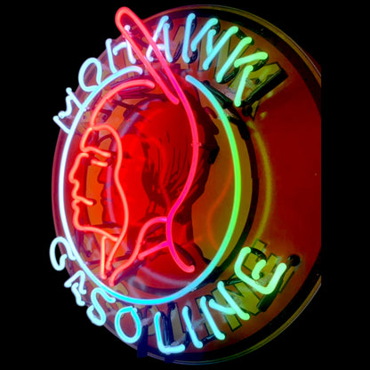Mohawk Gasoline Single-Sided Neon Porcelain Box Sign