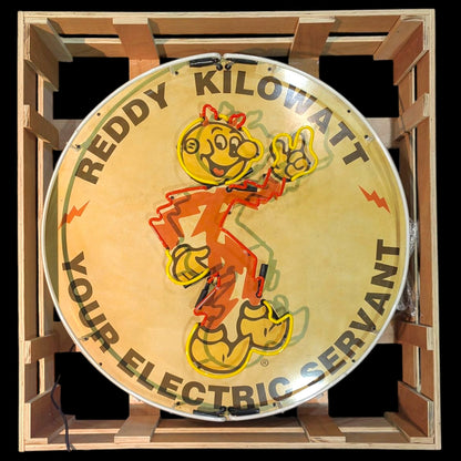 Vintage reddy kilowatt neon porcelain reproduction sign on sale