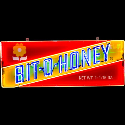Bit-O-Honey Retro Candy Neon Porcelain Panel Sign with Steel Can