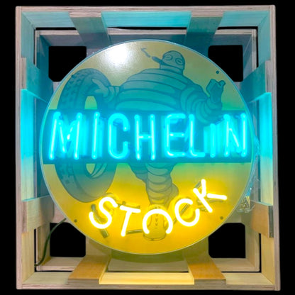Michelin Man Stock Tires Neon Porcelain Enamel Sign
