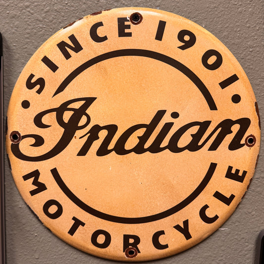 Indian Motorcycle Since 1901 White Vintage Porcelain Enamel Sign (12in)