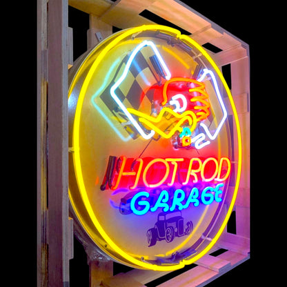 Hot Rod Garage Mr. Horsepower Neon Porcelain Sign with Can