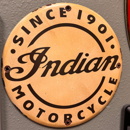 Indian Motorcycle Since 1901 White Vintage Porcelain Enamel Sign (12in)