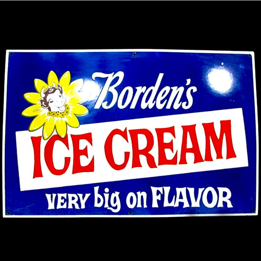 Borden's Ice Cream Big flavor Porcelain Enamel Vintage Metal Reproduction
