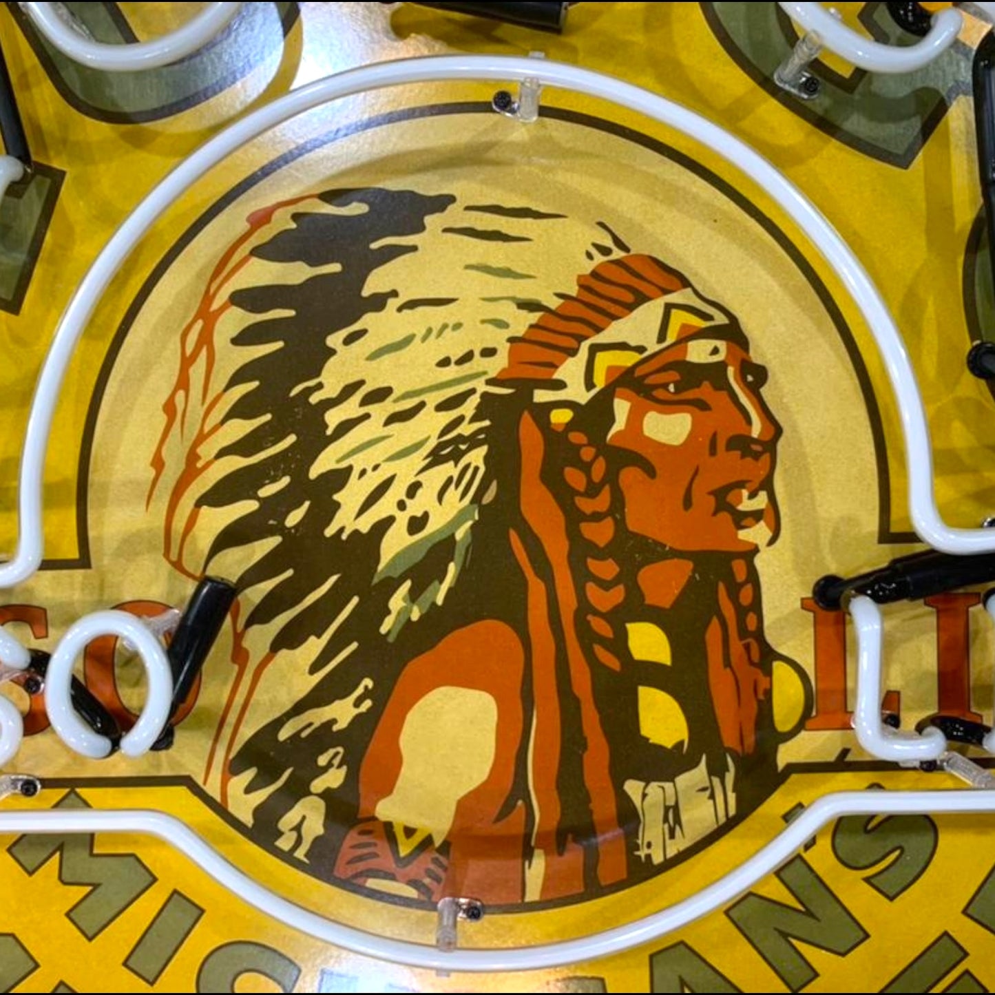 Musgo Gasoline Michigan Mile Maker Single-Sided Neon Porcelain Box Sign