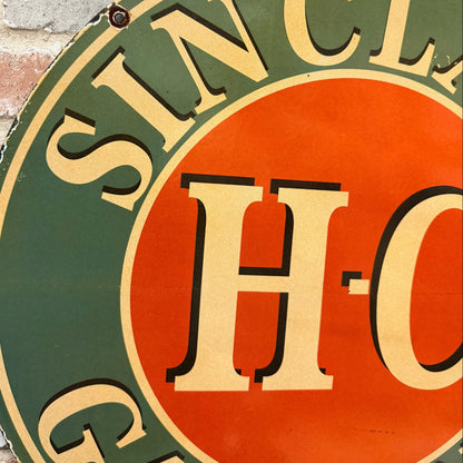 2ft Sinclair HC Gasoline Vintage Porcelain Enamel Service Station Sign