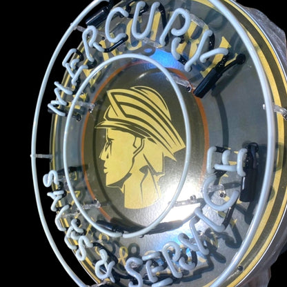 Mercury Sales & Service Single-Sided Neon Porcelain Box Sign