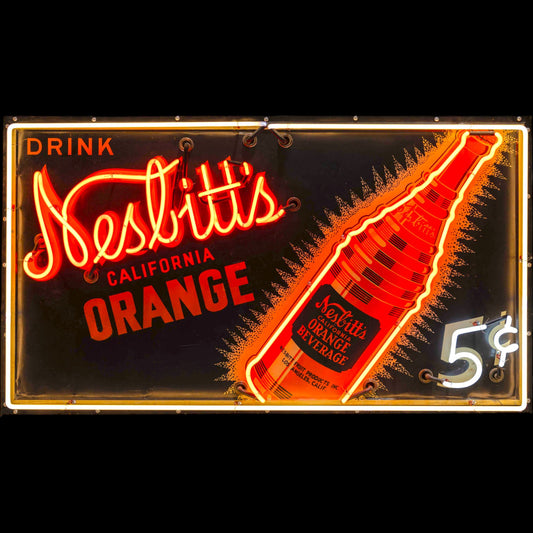Nesbitt's California Orange Vintage Neon Porcelain Panel Sign Old Soda Display