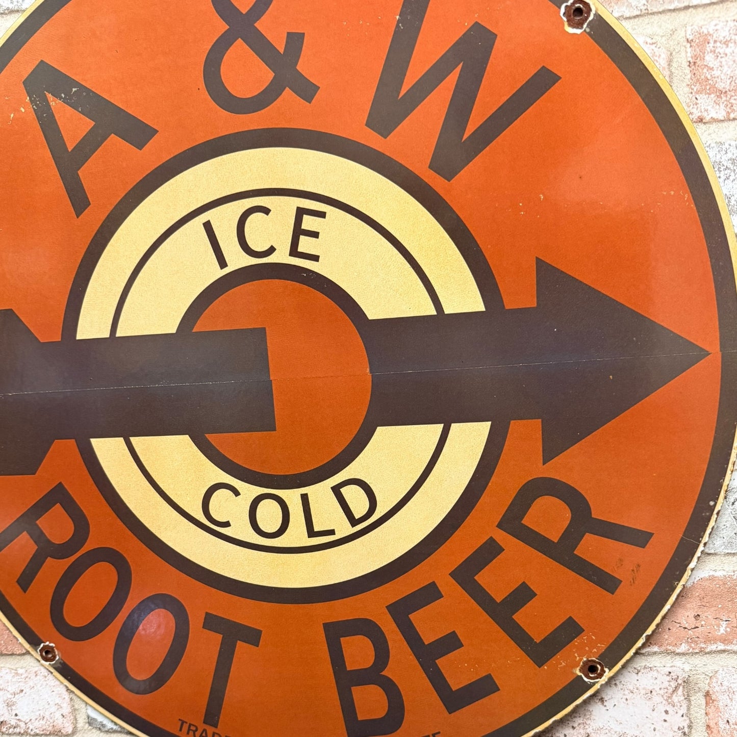 2ft A&W Root Beer Vintage Soda Advertising Porcelain Enamel Sign