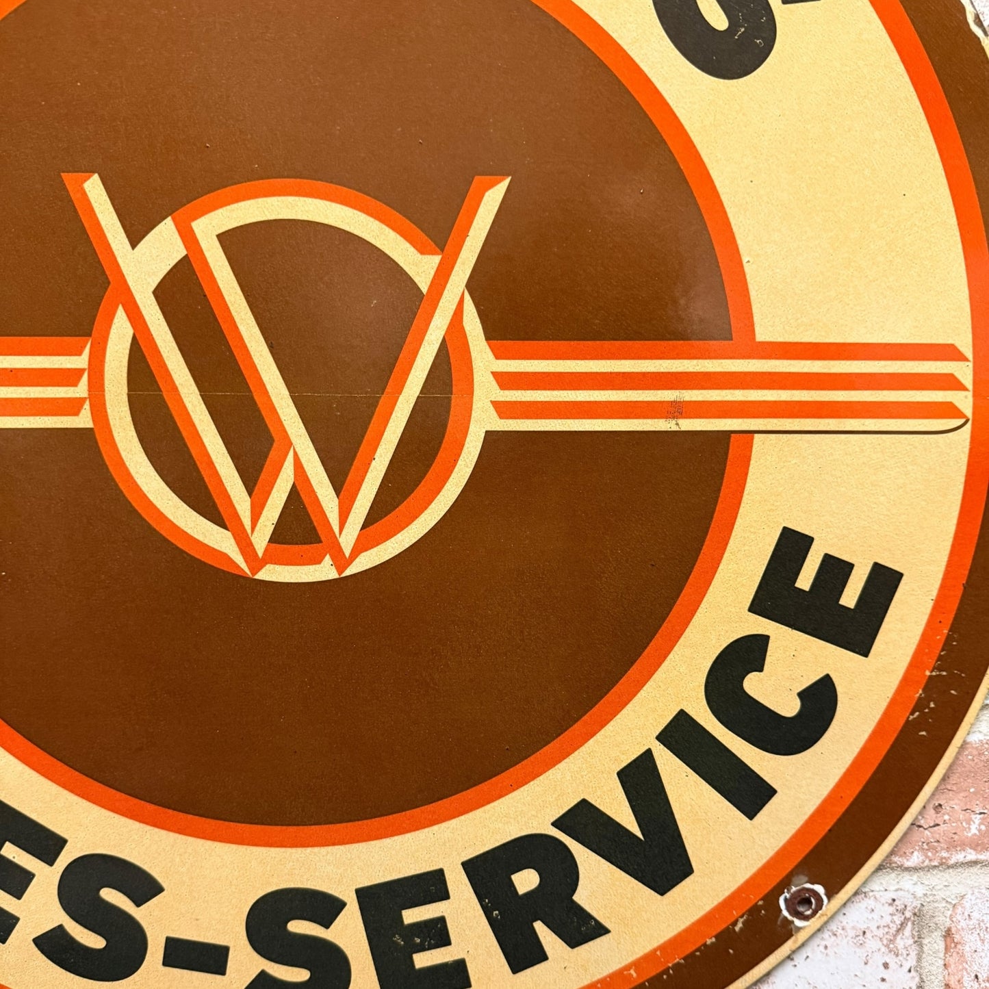 2ft Willy’s Sales Service Vintage Porcelain Enamel Sign