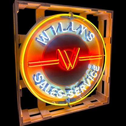Willys Jeep Sales-Service Single-Sided Neon Porcelain Box Sign