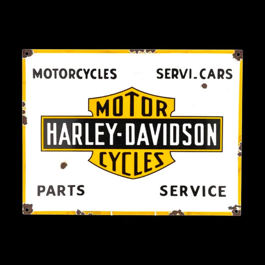 Harley Davidson Parts & Service Porcelain Enamel Vintage Metal Reproduction