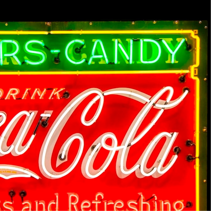 Coca Cola Neon Porcelain Cigars & Candy — Real Glass & Enamel Antique Reproduction - Vintage Light Up Shop Advertising