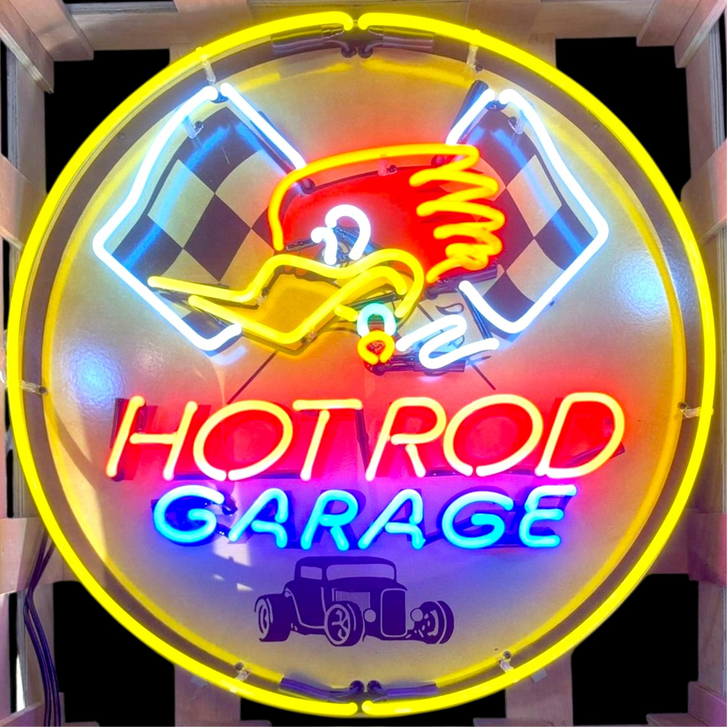 Hot Rod Garage Mr. Horsepower Neon Porcelain Sign with Can
