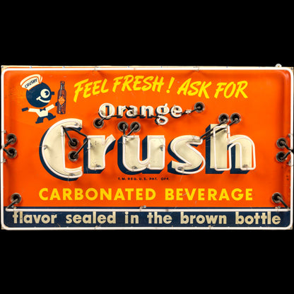 Orange Crush Neon Porcelain Panel Sign with Steel Can