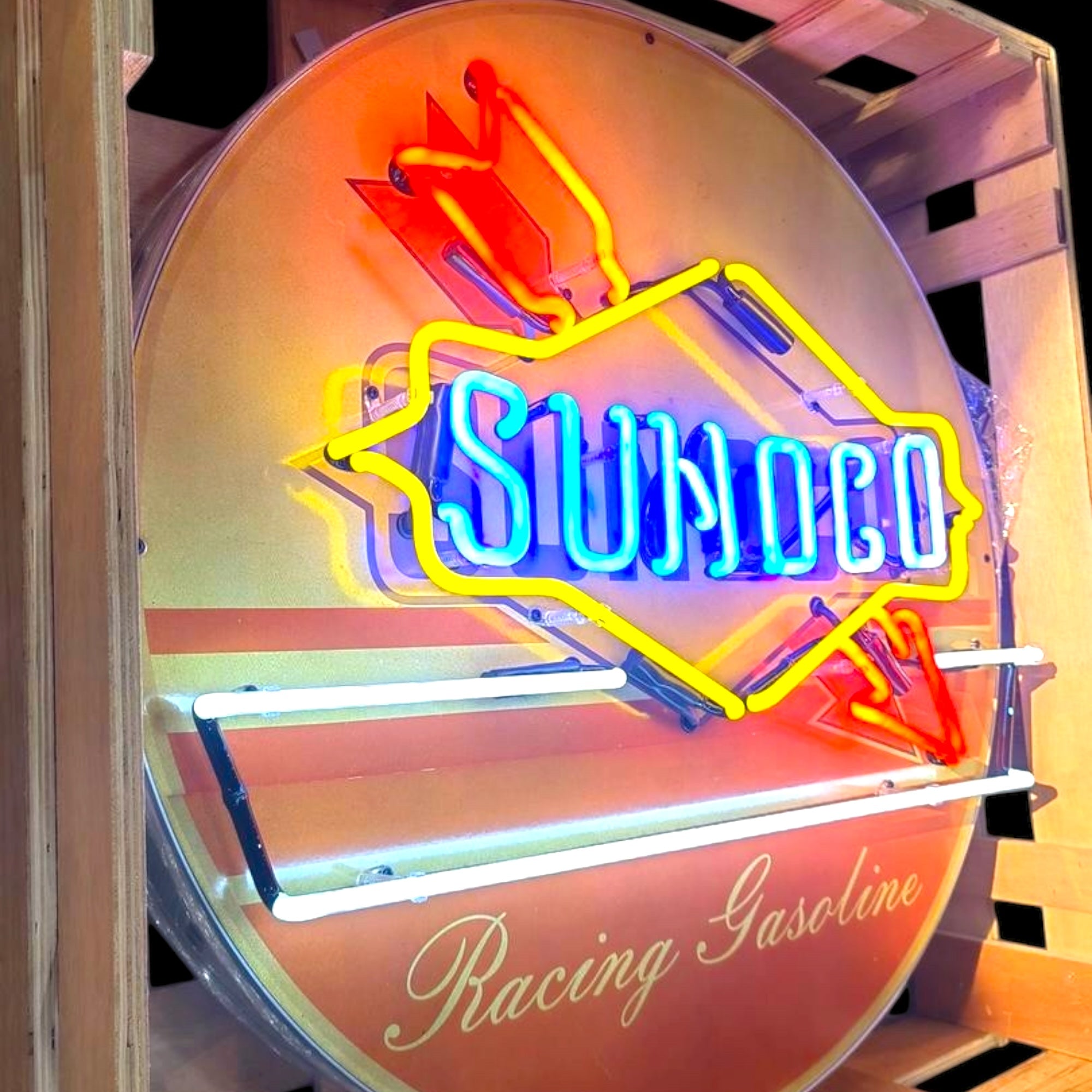 Sunoco Racing Gasoline- Real Neon Porcelain Can | No Cheap LED