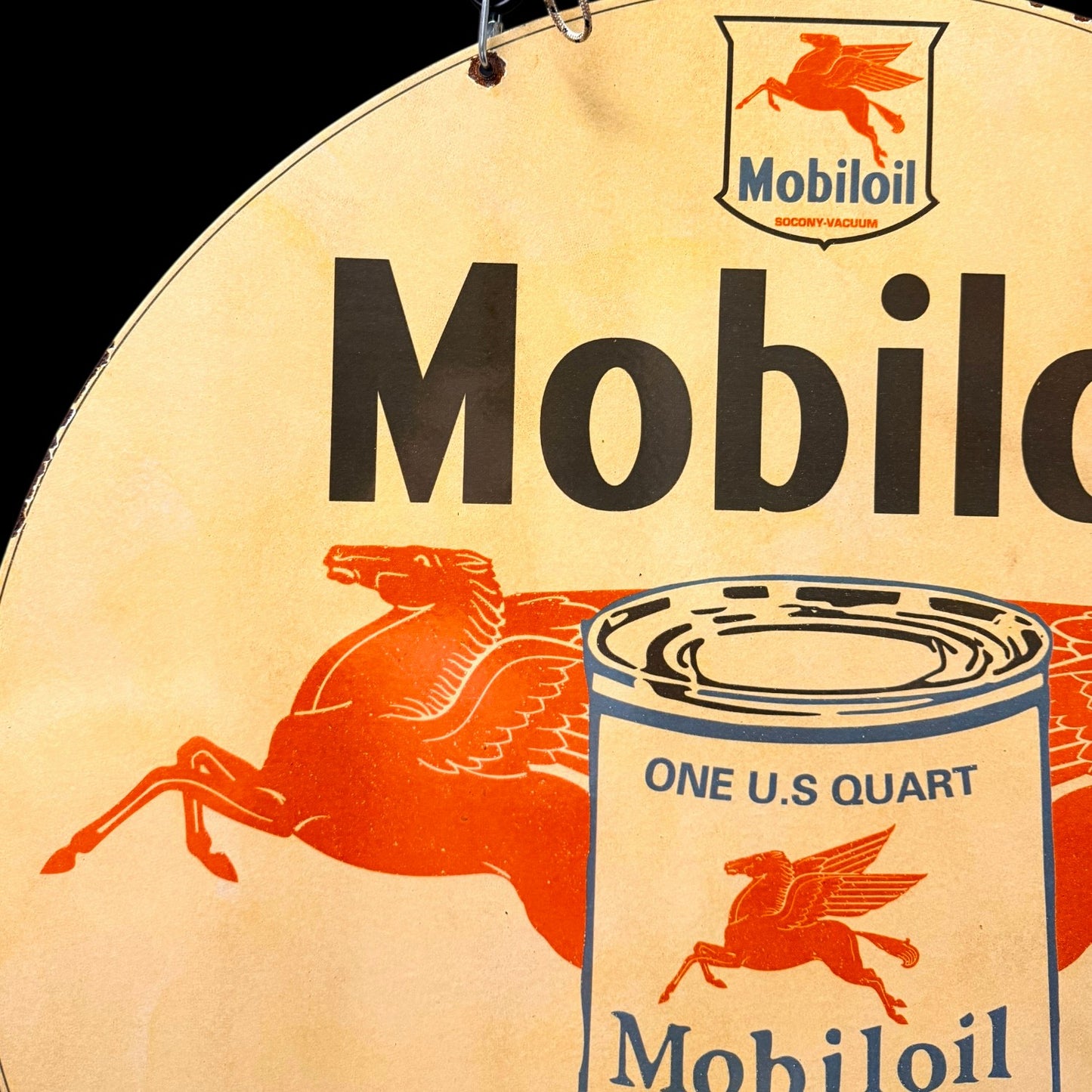 *Limited* Mobiloil Socony-Vacuum Double-Sided Large Porcelain Enamel on Steel (DS 30-Inch)