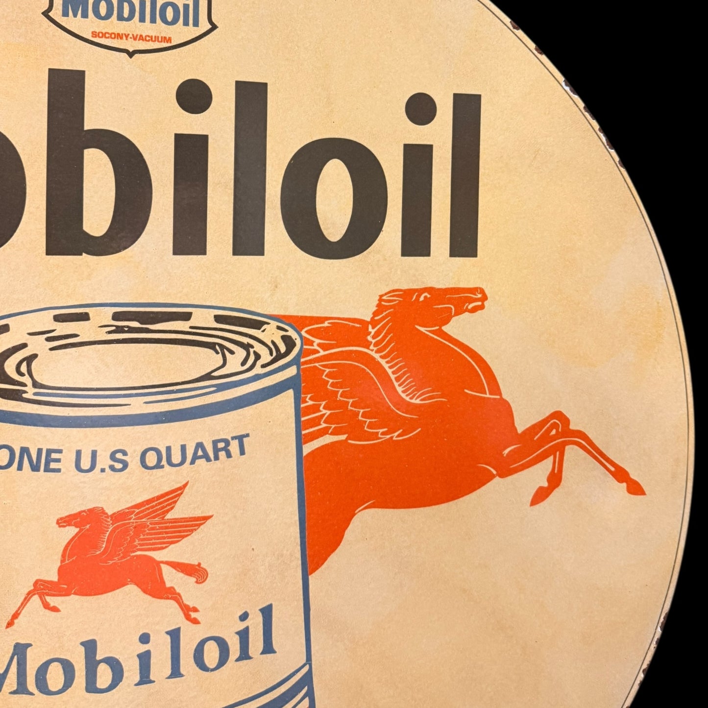 *Limited* Mobiloil Socony-Vacuum Double-Sided Large Porcelain Enamel on Steel (DS 30-Inch)