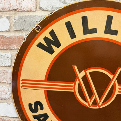 2ft Willy’s Sales Service Vintage Porcelain Enamel Sign