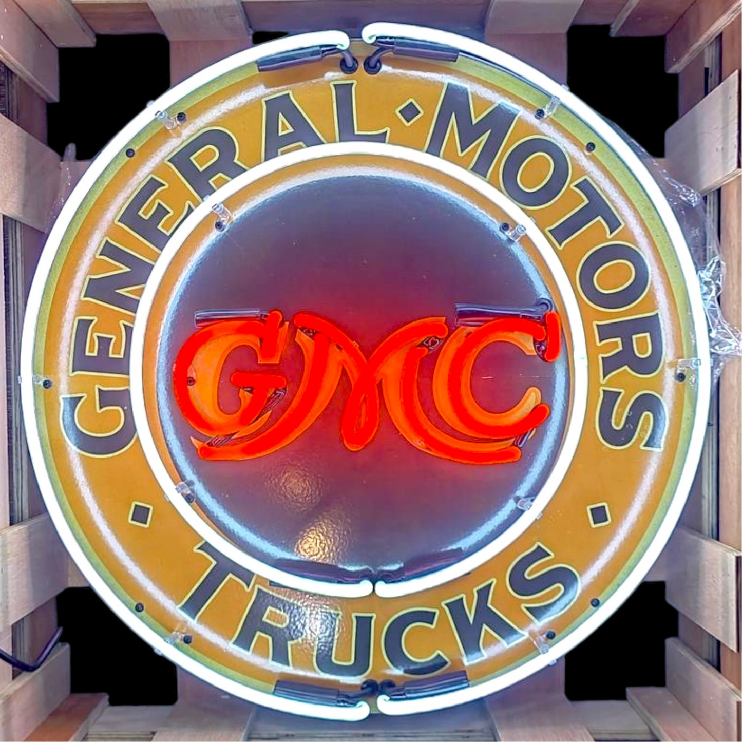 GMC Trucks General Motors Neon Porcelain Enamel Sign