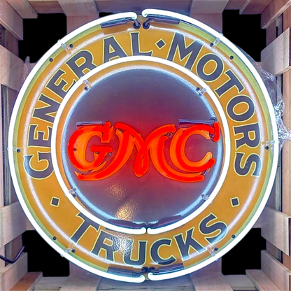 GMC Trucks General Motors Neon Porcelain Enamel Sign