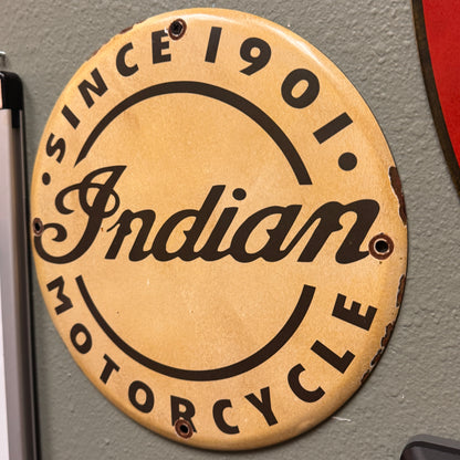 Indian Motorcycle Since 1901 White Vintage Porcelain Enamel Sign (12in)