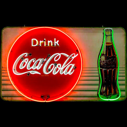 Drink Coca Cola Retro Neon Porcelain Panel Sign Drive-In Display