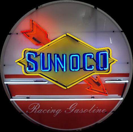 Sunoco Racing Gasoline- Real Neon Porcelain Can | No Cheap LED