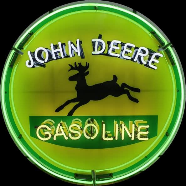 John Deere Gasoline Neon Porcelain Enamel Sign