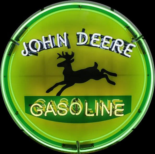 John Deere Gasoline Neon Porcelain Enamel Sign