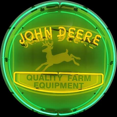John Deere Quality Farm Equipment Neon Porcelain Enamel Sign