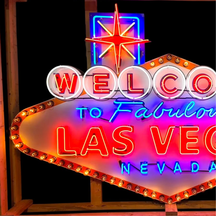 Welcome to Las Vegas - Glass Neon Sign with Metal Can - Iconic