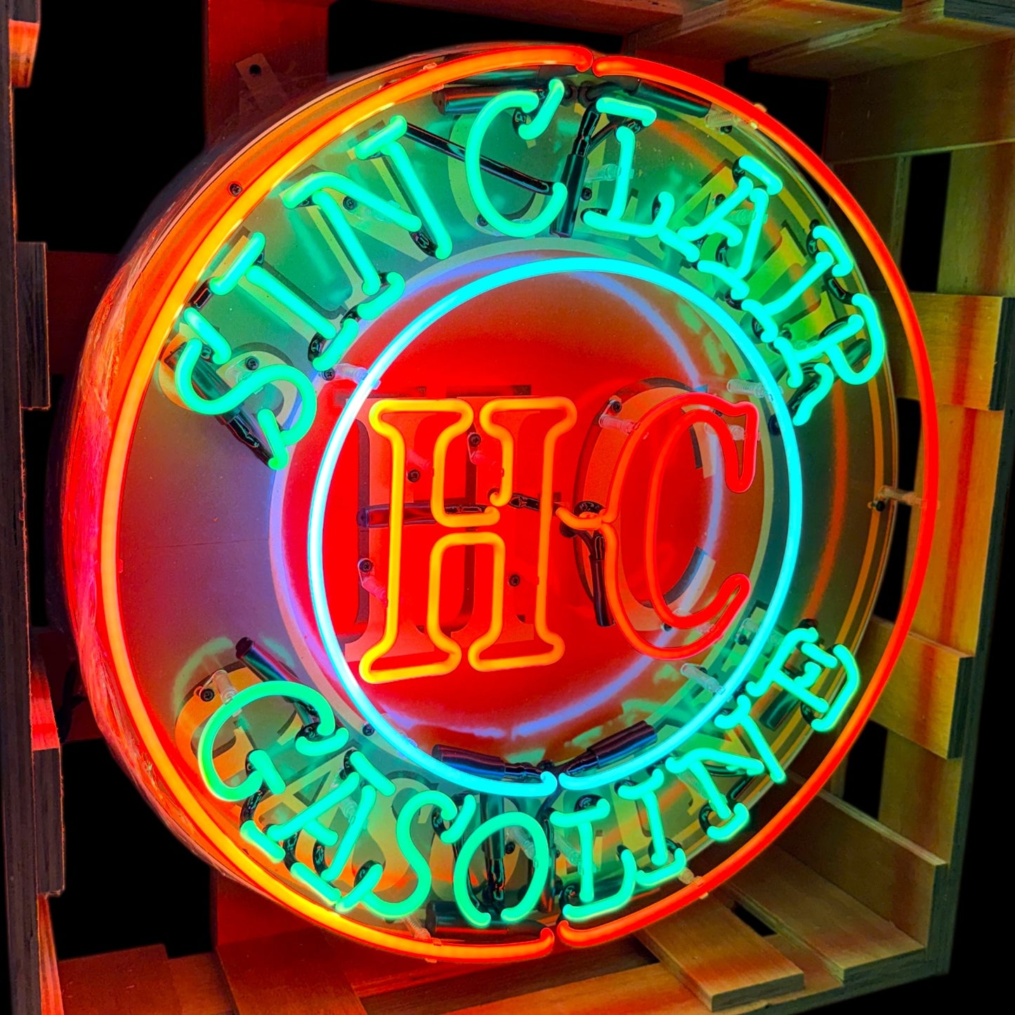Sinclair HC Gasoline Neon Porcelain Sign with Can