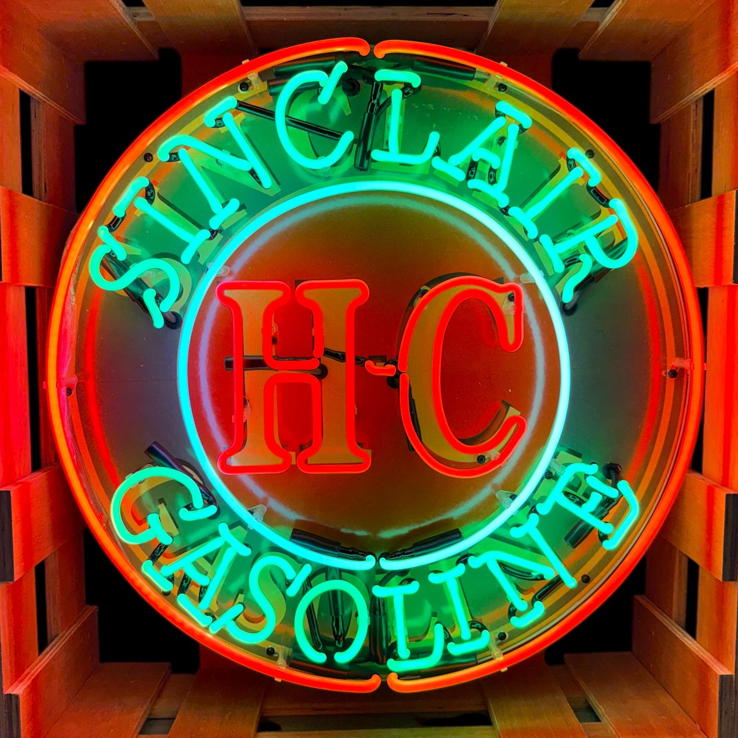 Sinclair HC Gasoline Neon Porcelain Sign with Can