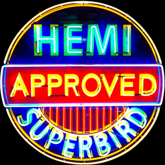 Retro Hemi Superbird Approved Glass Neon Porcelain with Steel Can Reproduction