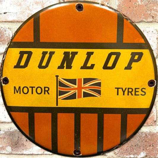Dunlop British Motor Tires Porcelain Enamel Sign (12in)