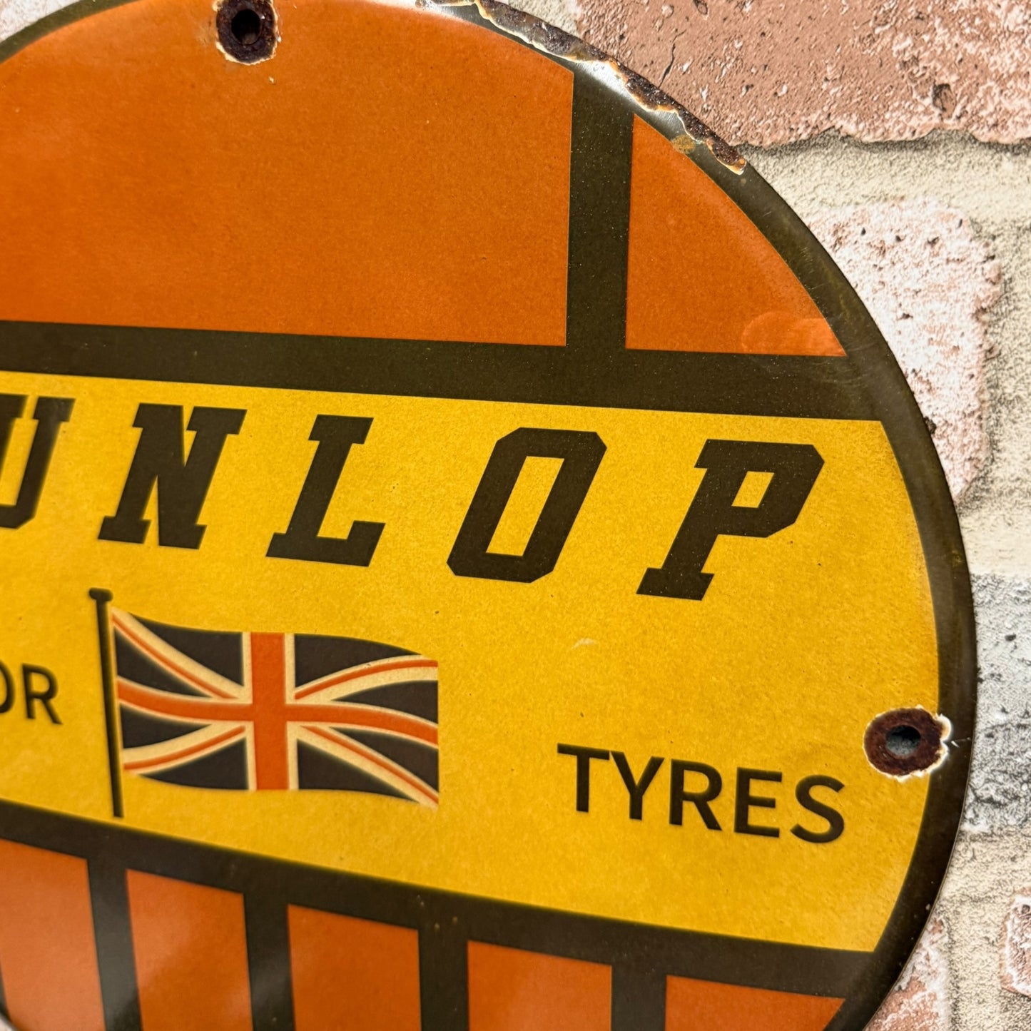 Dunlop British Motor Tires Porcelain Enamel Sign (12in)
