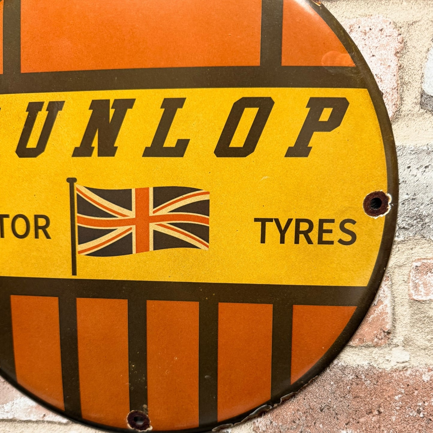 Dunlop British Motor Tires Porcelain Enamel Sign (12in)