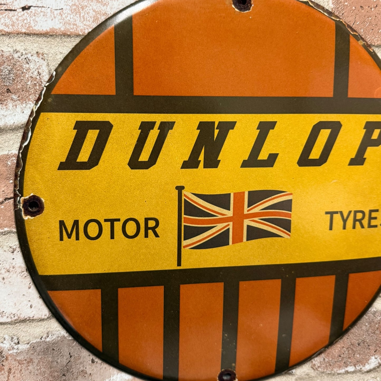 Dunlop British Motor Tires Porcelain Enamel Sign (12in)
