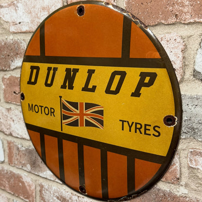 Dunlop British Motor Tires Porcelain Enamel Sign (12in)
